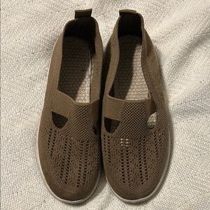 Brown Knit Slip-On Shoes